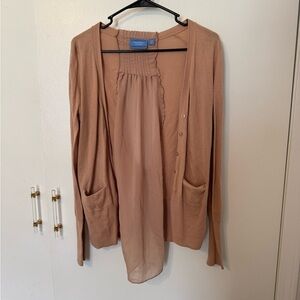 Simply Vera Vera Wang Medium Tan Pink Cardigan